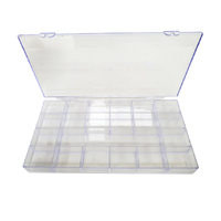 Empty Clear Square Diamond Rhinestone Nail Box Gem Jewellery 21 Spaces