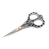 European Classical Stainless Steel Nail Tip Scissor Floral Vintage - Silver