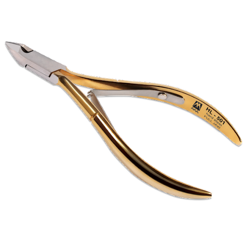 AAA - Hard Steel Cuticle Nippers Full Jaw HL-501 Gold