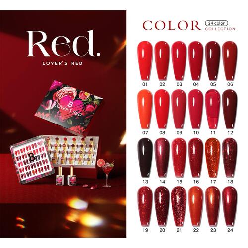 Billionaire Lover's Red Gel Nails Polish (24 Color Collection) - 15ml