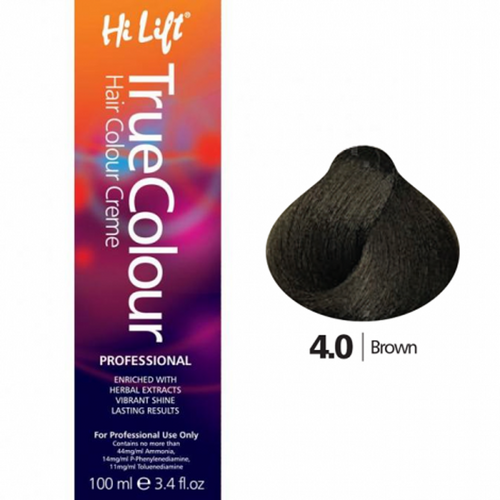 Hi Lift True Colour Permanent Hair Color Cream 4.0 Brown 100ml