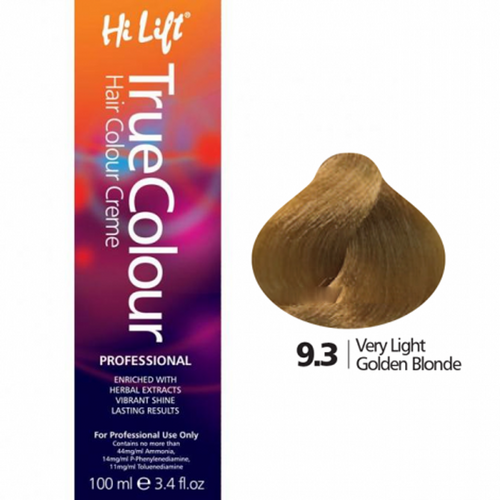 Hi Lift True Colour Permanent Hair Color Cream 9.3 Very Light Golden Blonde 100ml