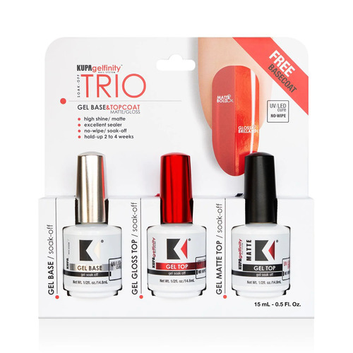 Kupa TRIO Nail Gel Base & No Wipe Top Coat Set