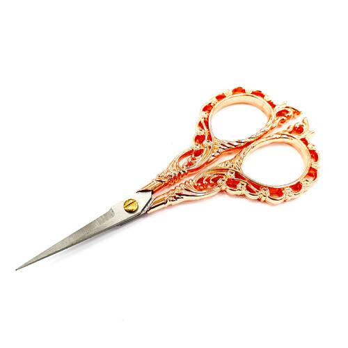 European Classical Stainless Steel Nail Tip Scissor Floral Vintage - Bronze