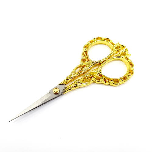 European Classical Stainless Steel Nail Tip Scissor Floral Vintage - Gold