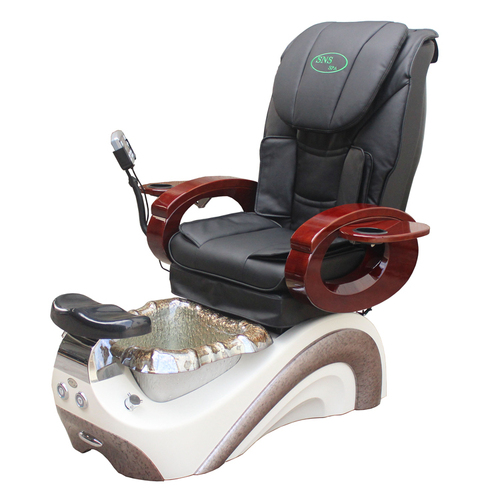 Pedicure Spa Chair - 822 White & Silver + Silver Bowl