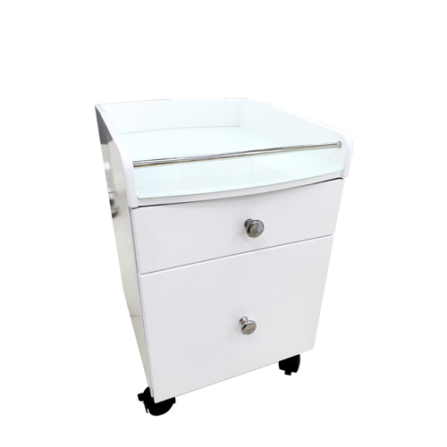 Pedicure Trolley Cart White - AC8P-S Short (Holder Inside)