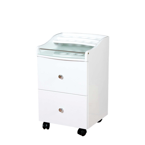 Pedicure Trolley Cart White - AC8-S Short (Holder Outside)